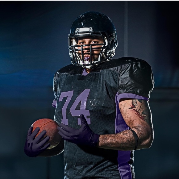 Repsters RPG1 Football Gloves - Adult Size Medium in Eggplant - Picture 7 of 13